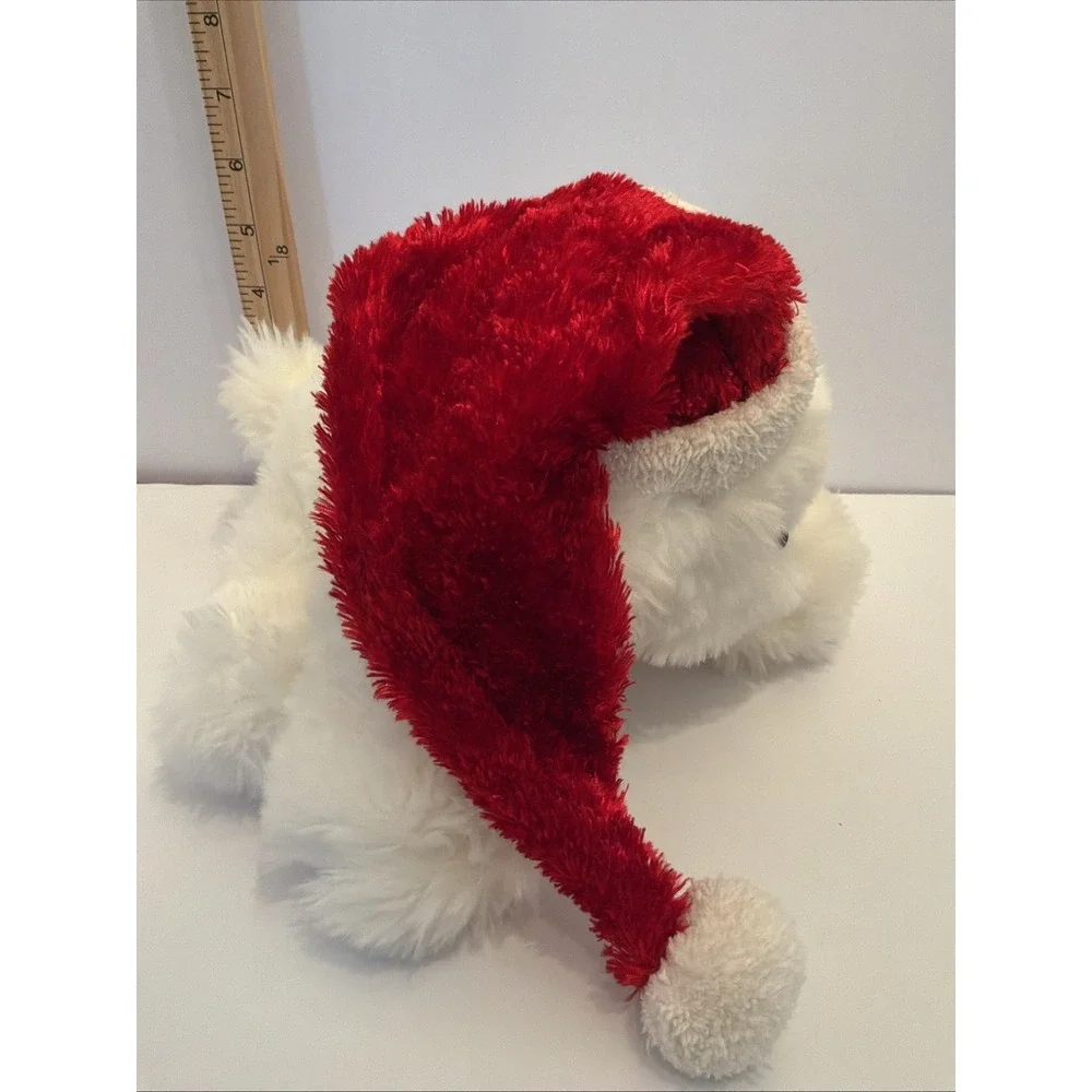 Dan Dee White Dog with Santa‎ Hat Christmas Plush Stuffed Animal Toy 6